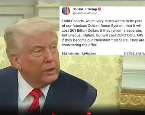 Trump Claims Canada Is Considering His Offer To Become The 51st U.S. State In Exchange For Golden Dome Protections… Offers Free Military And 0 Taxes